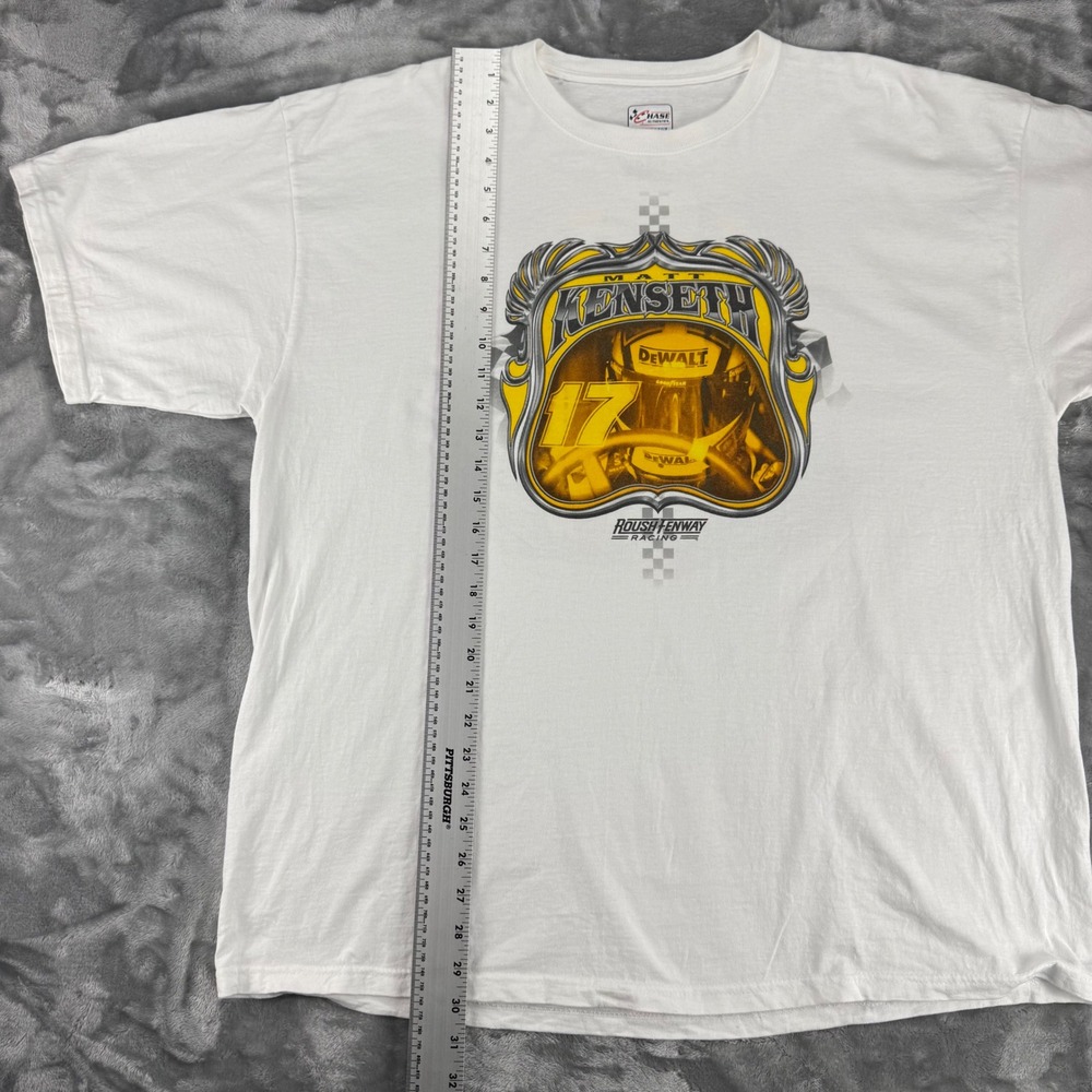 Vintage Matt Kenseth NASCAR T Shirt Mens 2XL White DeWalt Roush Fenway Racing 17 - Picture 7 of 16